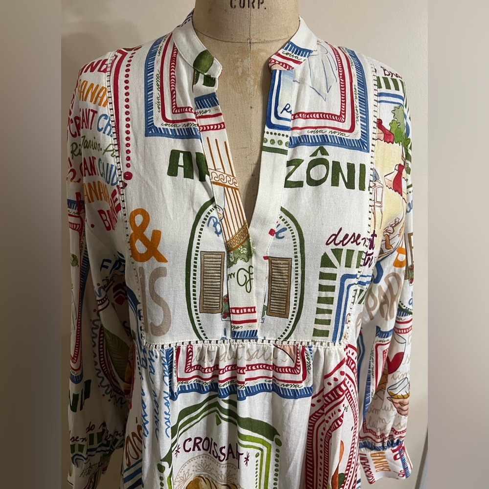 NWT Farm Rio Paris Ama Boheme Linen Blend Dress - Sézane x FARM Rio - Size 36 - Picture 2 of 9